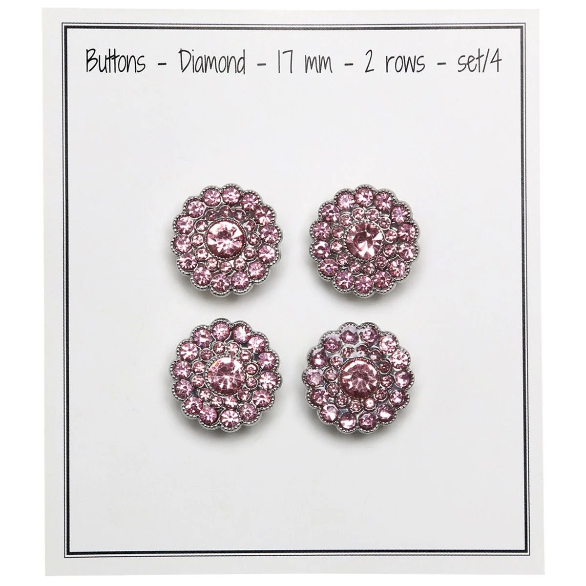 Bottoni Bling - Pietre piccole - Rosa - 4 pz. - Image 3