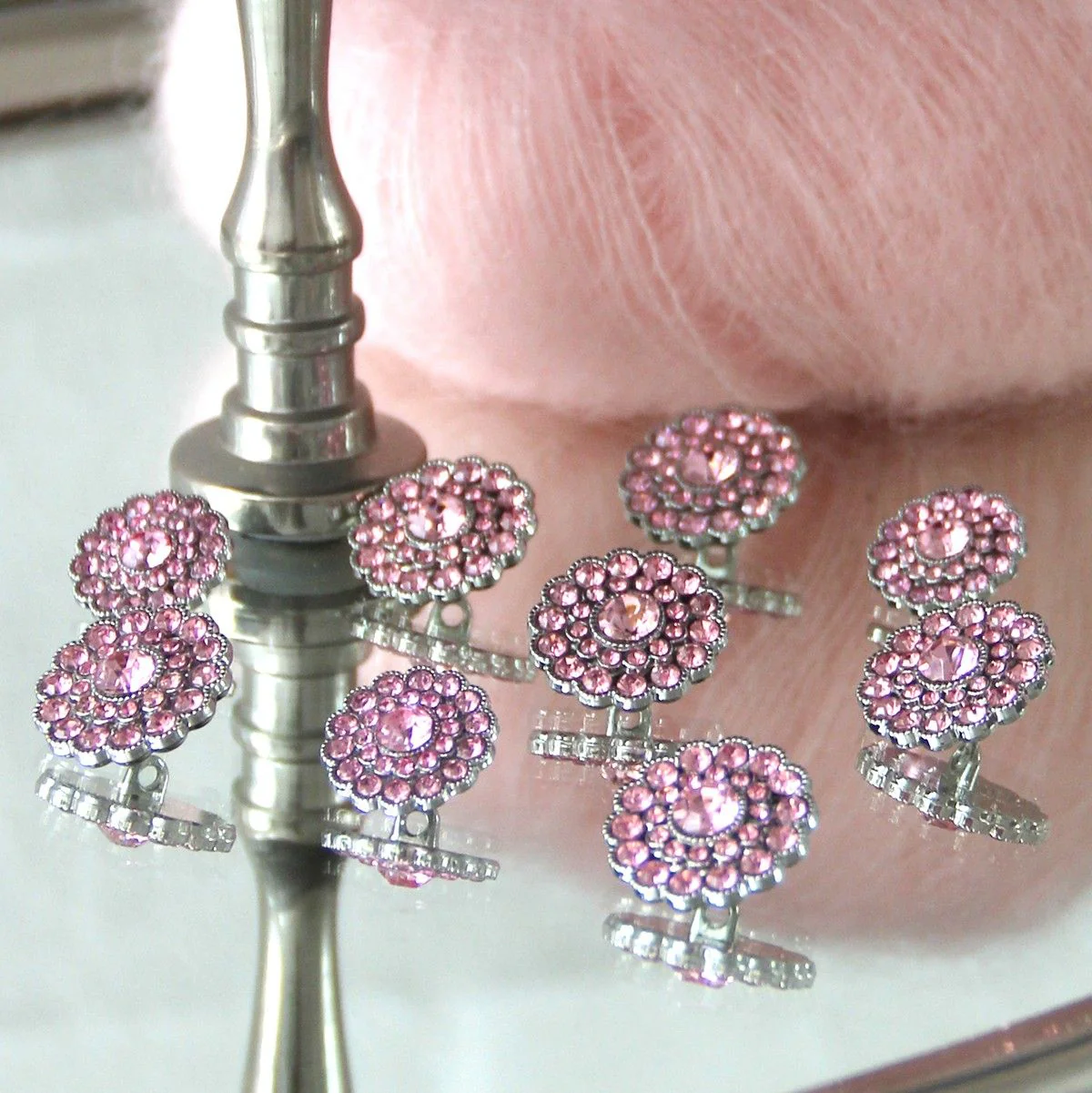 Bottoni Bling - Pietre piccole - Rosa - 4 pz. - Image 5
